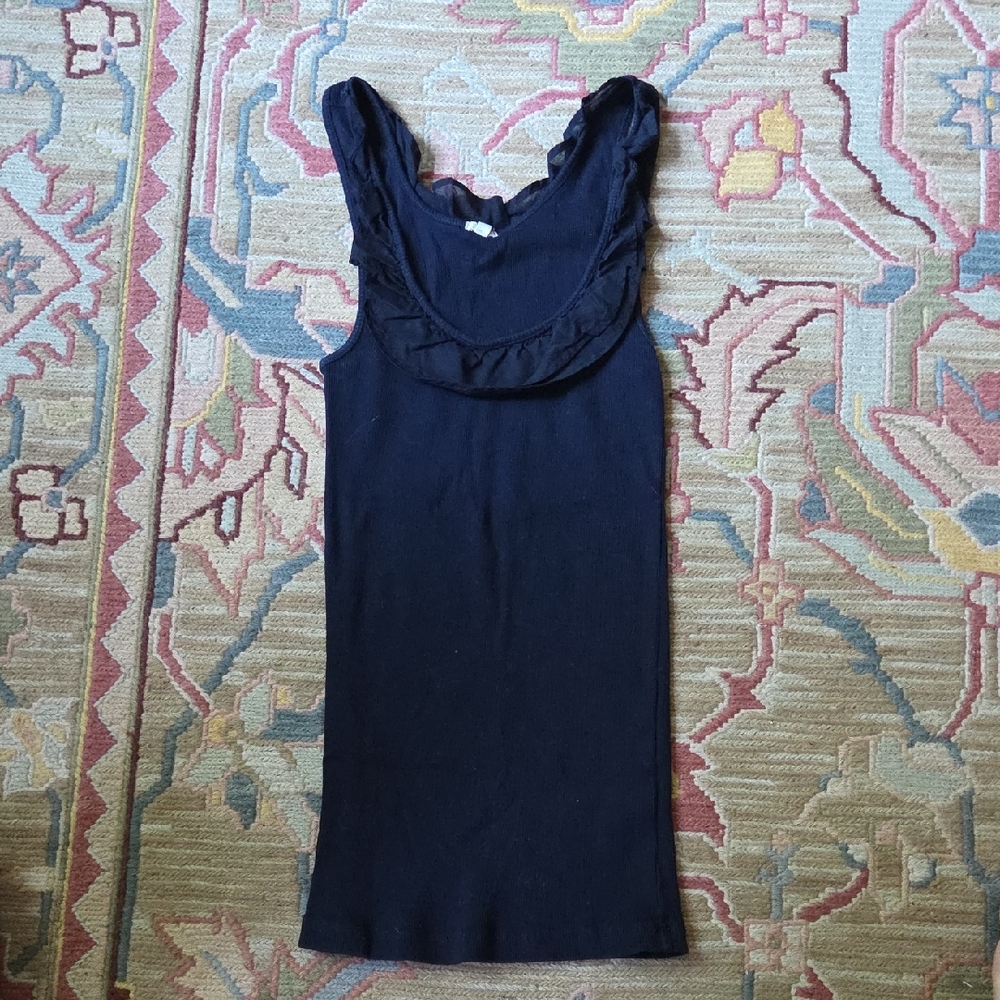 J. Crew Navy Ruffle Tank Top